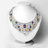 101.63 Carat Genuine Multi Stones .925 Sterling Silver Necklace