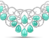 148.24 Carat Emerald and White Diamond .925 Sterling Silver Necklace