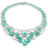 148.24 Carat Emerald and White Diamond .925 Sterling Silver Necklace