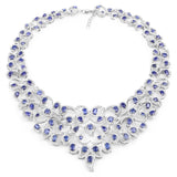 41.19 Carat Genuine Glass Filled Sapphire and White Diamond .925 Sterling Silver Necklace