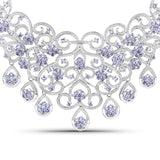 28.33 Carat Genuine Tanzanite and White Diamond .925 Sterling Silver Necklace