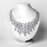 28.33 Carat Genuine Tanzanite and White Diamond .925 Sterling Silver Necklace
