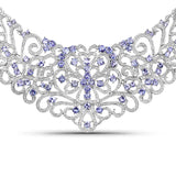 23.86 Carat Genuine Tanzanite and White Diamond .925 Sterling Silver Necklace