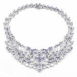 23.86 Carat Genuine Tanzanite and White Diamond .925 Sterling Silver Necklace