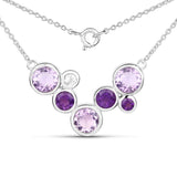 7.83 Carat Amethyst and White Topaz .925 Sterling Silver Necklace