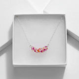 Silver Multi Color Spring Blossom Crystal Necklace