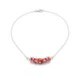 Silver Multi Color Spring Blossom Crystal Necklace