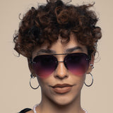 Smaller Megan 2 - Ruby Metal Aviator Sunglasses by TopFoxx