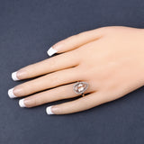 Natural Morganite with Diamond Halo Silver Ring Pink-Peach Morganite Ring Engagement Statement Ring