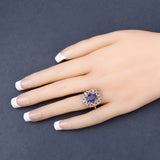 Multi-Color Gemstone Ring, Natural Tanzanite, Pink Sapphire with Diamond Sterling Silver Ring, Statement Ring, Anniversary Gift