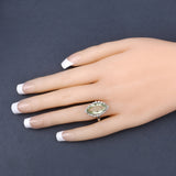Green Aqua Ring Natural Green Aqua with Diamond Halo Silver Ring Statement Ring Engagement Ring