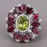 10.18 Carat Genuine Multi Gemstones .925 Sterling Silver Ring