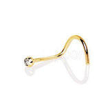 Screw Nose Ring with Press Fit CZ by Fashion Hut Jewelry