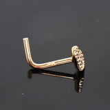 14Kt Yellow Gold Clear CZ Heart L Bend Nose Ring by Fashion Hut Jewelry