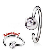 316L Surgical Steel Annealed Press Fit CZ Ball Nose Hoop by Fashion Hut Jewelry