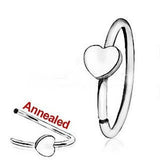 316L Surgical Steel Annealed Heart Nose Hoop by Fashion Hut Jewelry