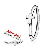 316L Surgical Steel Annealed Cross Nose Hoop by Fashion Hut Jewelry