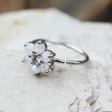 316L Stainless Steel Synthetic Opal Flower Nose Hoop / Cartilage Earring by Fashion Hut Jewelry