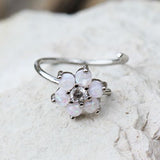 316L Stainless Steel Synthetic Opal Flower Nose Hoop / Cartilage Earring by Fashion Hut Jewelry