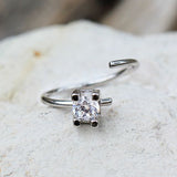 316L Stainless Steel Prong Set CZ Nose Hoop by Fashion Hut Jewelry