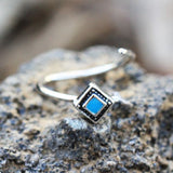 316L Stainless Steel Rhombus Cut Turquoise Nose Hoop by Fashion Hut Jewelry