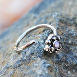 316L Stainless Steel Pink Ornate Flower Nose Hoop / Cartilage Earring by Fashion Hut Jewelry