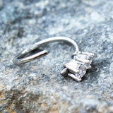 316L Stainless Steel Double Gem Cartilage Earring / Nose Hoop Ring by Fashion Hut Jewelry