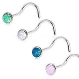 316L Surgical Steel Opalite Screw Nose Ring by Fashion Hut Jewelry