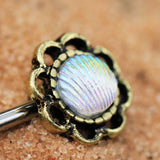 Antique Gold Plated Seashell Flower Nipple Bars by Fashion Hut Jewelry