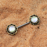 Antique Gold Plated Seashell Flower Nipple Bars by Fashion Hut Jewelry