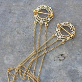 Gold Plated Triple Chain Floral Nipple Shields by Fashion Hut Jewelry