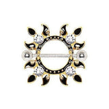 Gold Plated Jeweled Flaming Sun Nipple Shield by Fashion Hut Jewelry