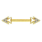 Gold Jeweled Double Triangle Nipple Bar by Fashion Hut Jewelry