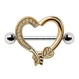 Gold Plated Arrow Heart Nipple Shield by Fashion Hut Jewelry