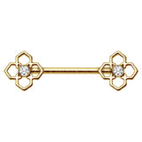 Gold Plated Pinwheel Flower Nipple Bar by Fashion Hut Jewelry