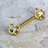 Gold Plated Pinwheel Flower Nipple Bar by Fashion Hut Jewelry