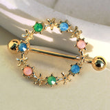 Gold Plated Flower Headpiece Nipple Shield by Fashion Hut Jewelry