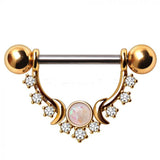 Gold Plated Multi Jeweled Moon and Stars Nipple Shield by Fashion Hut Jewelry