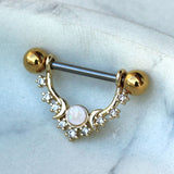 Gold Plated Multi Jeweled Moon and Stars Nipple Shield by Fashion Hut Jewelry