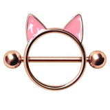 Rose Gold Plated Pink Cat Nipple Shield by Fashion Hut Jewelry