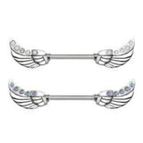 316L Surgical Steel Twinkling Angelic Wings Nipple Bar by Fashion Hut Jewelry