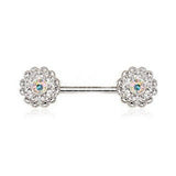 316L Stainless Steel Aurora Flower Cluster Nipple Bar by Fashion Hut Jewelry