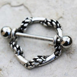 316L Stainless Steel Rope Wrapped Around Nipple Shield by Fashion Hut Jewelry