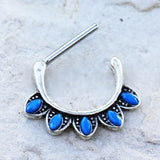 316L Stainless Steel Turquoise Tribal Nipple Clicker Ring by Fashion Hut Jewelry