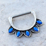316L Stainless Steel Turquoise Tribal Nipple Clicker Ring by Fashion Hut Jewelry