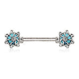316L Surgical Steel Turquoise Stone Carousel Nipple Bar by Fashion Hut Jewelry