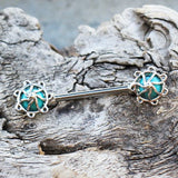316L Surgical Steel Turquoise Stone Carousel Nipple Bar by Fashion Hut Jewelry