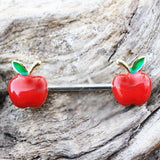 Gold Plated Red Apple Nipple Bar by Fashion Hut Jewelry