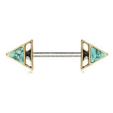 Gold Plated Turquoise Triangle Pyramid Nipple Bar by Fashion Hut Jewelry