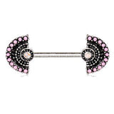 316L Stainless Steel Jeweled Fan Nipple Bar by Fashion Hut Jewelry